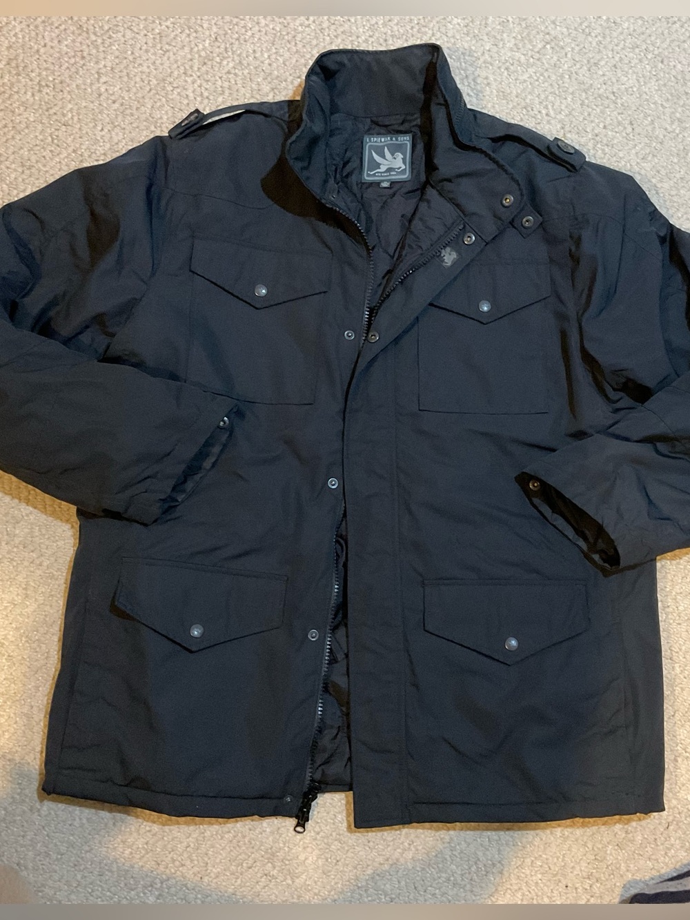 Men's black Military Field Jacket with Multiple Pockets